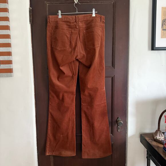 TALBOTS | Brown Corduroy Mid Rise Flare Boot Cut Pants | Size 12 Tall - Picture 2 of 4